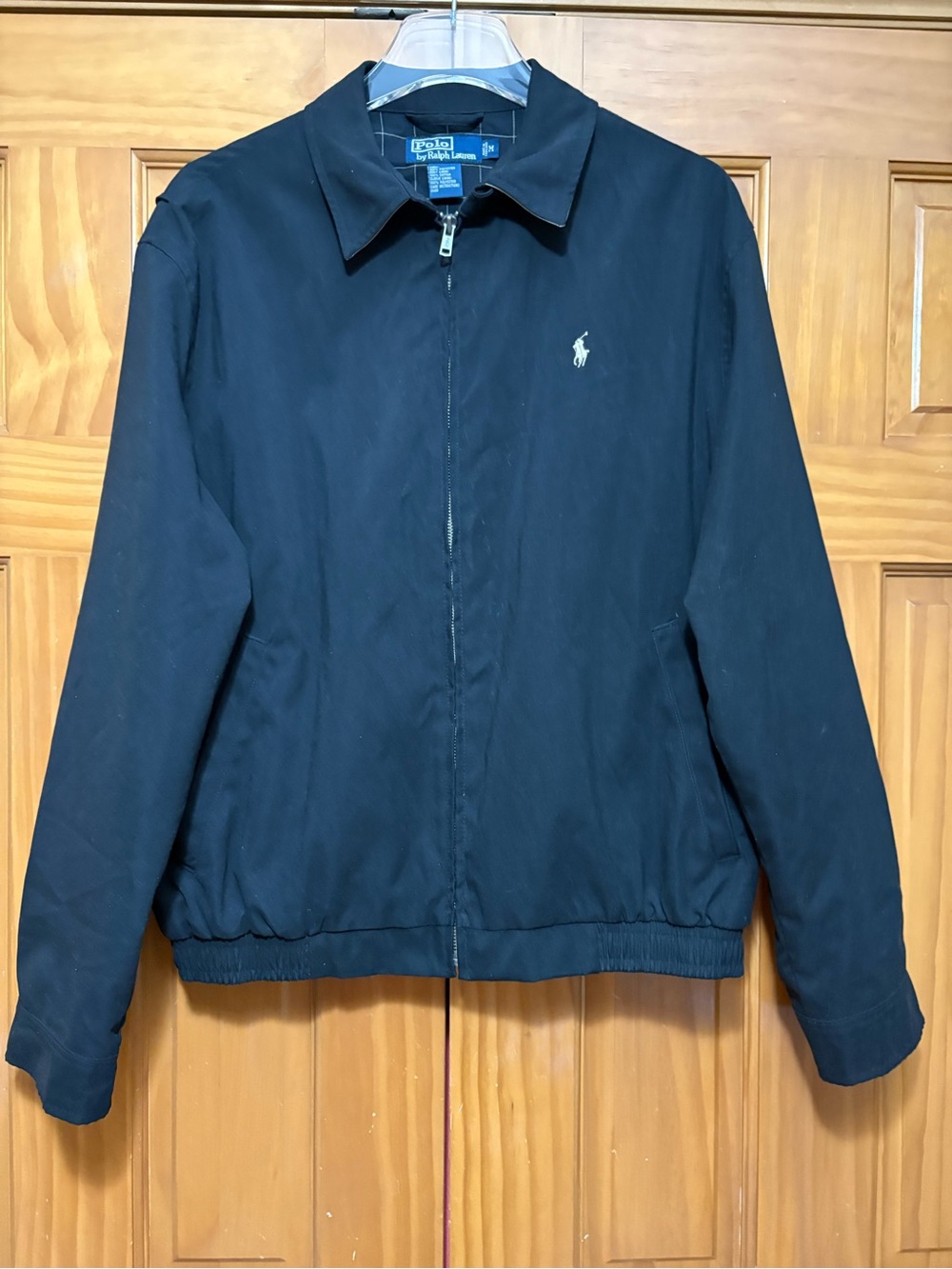 Ralph Lauren Black Zip-Front Jacket with Polo Pony Size Medium EUC